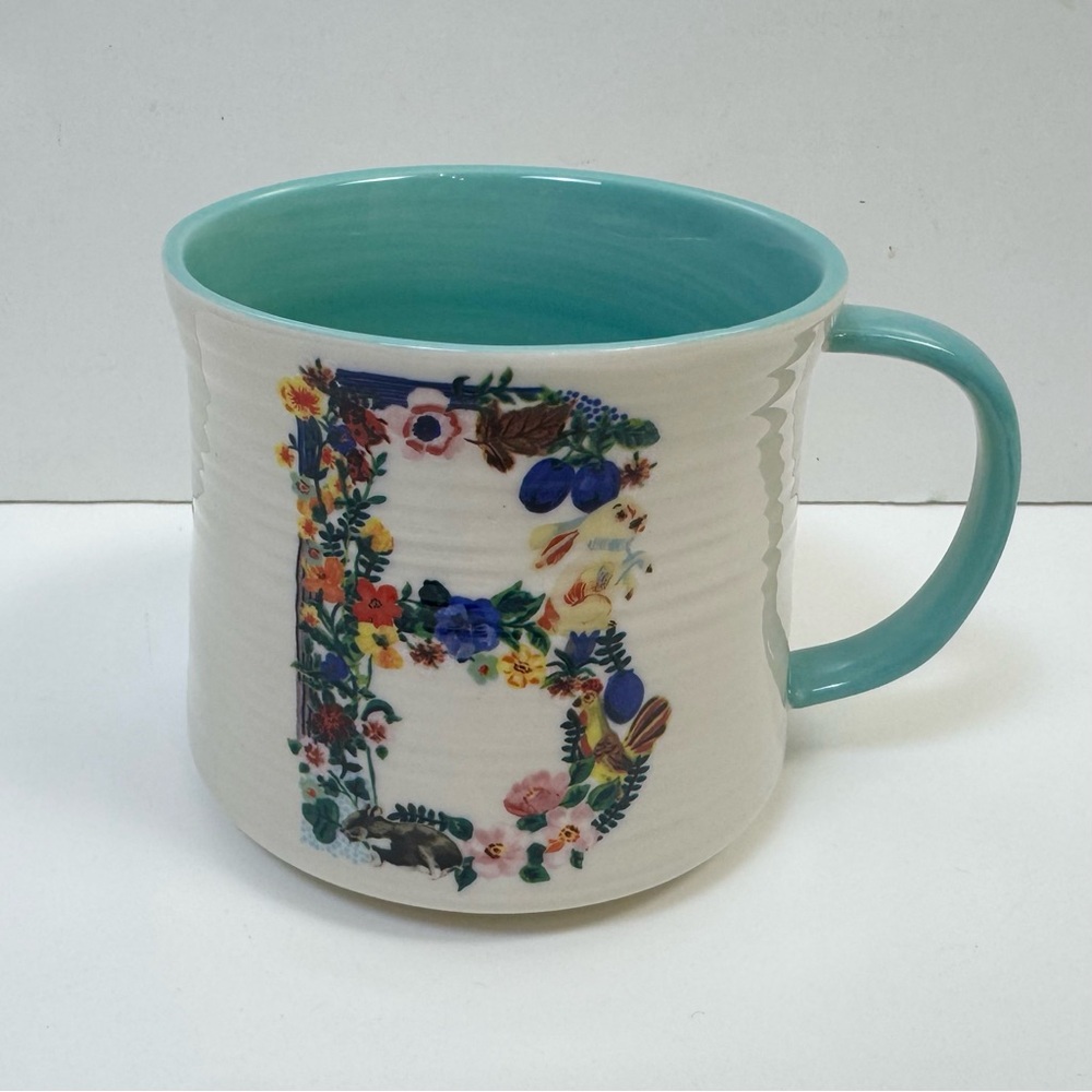 Anthropologie Nathalie Lete B Monogram Mug
Floral Ceramic Blue White Coffee Cup - Picture 3 of 8